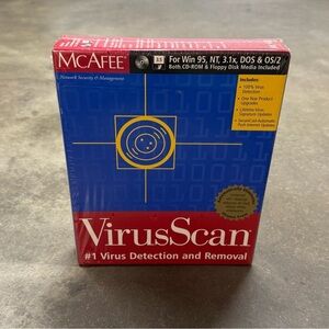 McAfee VirusScan Vintage Software Sealed NOS CD + Floppy Windows 95